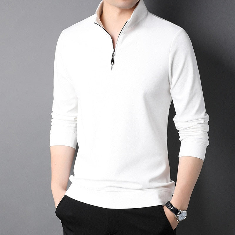 Men's Zipper Collar Solid T-Shirts