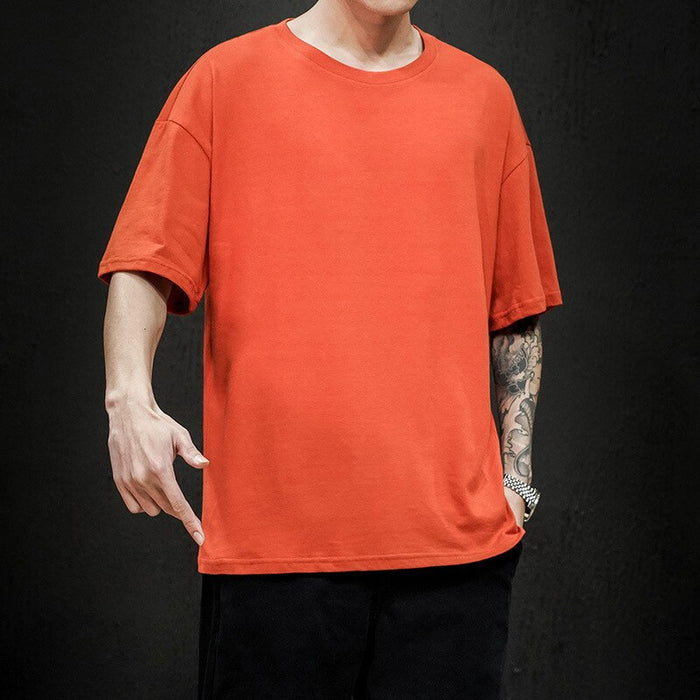 Solid Cotton O-Neck T-Shirt For Men