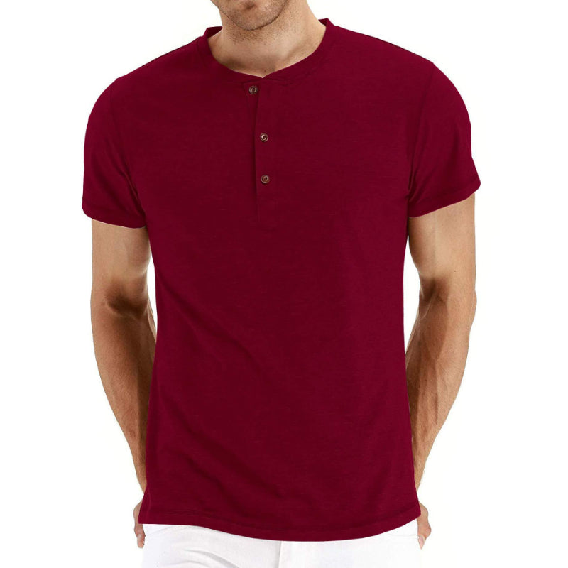 Men's Henry Collar Buttoned T-Shirt