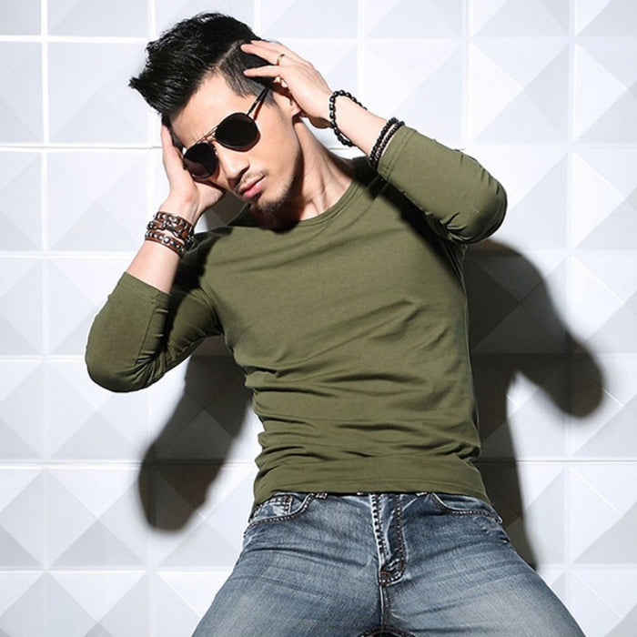 Men's Casual Solid Round Neck T-Shirt