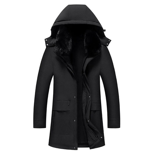 Men's Hooded Outdoor Long Down Jacket