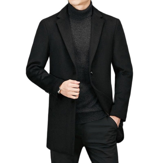 Men's Warm Casual Down Collar Long Coat