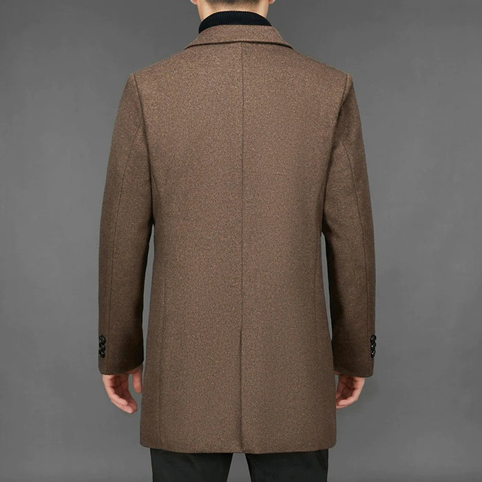 Men's Warm Casual Down Collar Long Coat