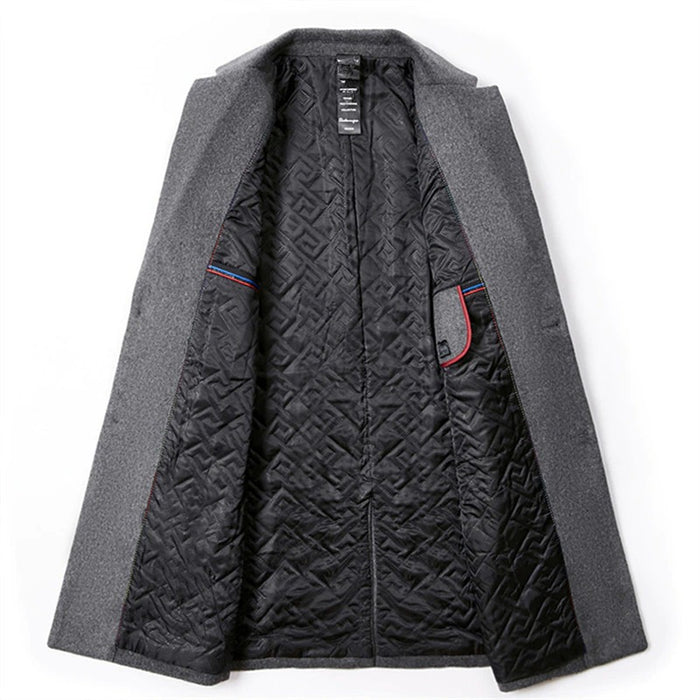 Men's Warm Casual Down Collar Long Coat